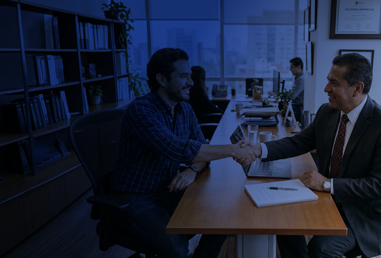 Personas negociando esquemas de financiamiento para maquinaria