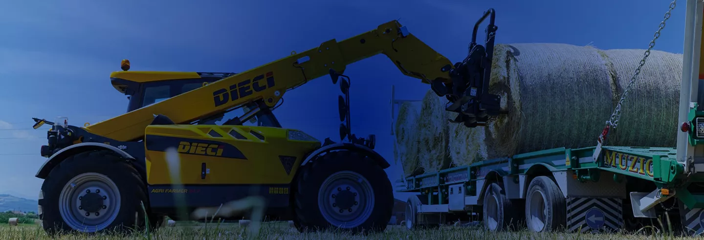 Manipulador telescópico Dieci cargando material de construcción en obra
