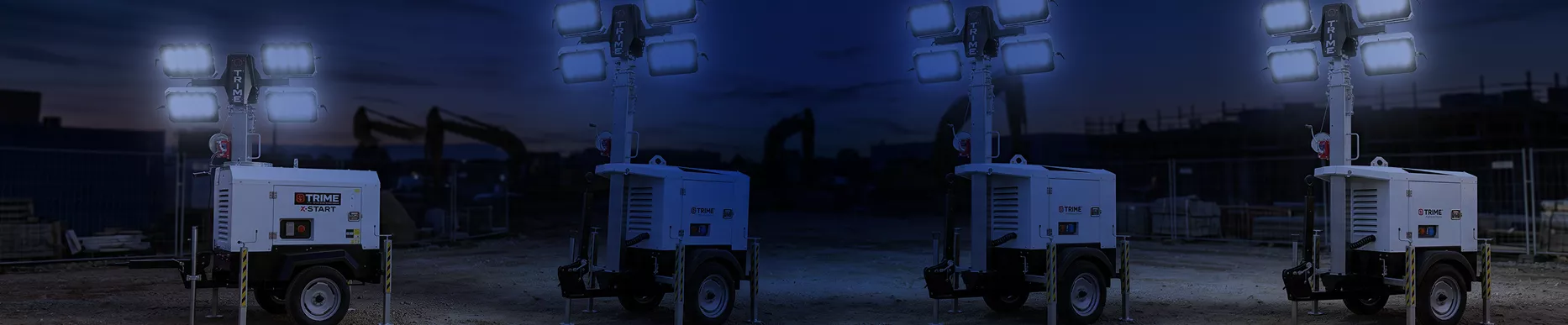 Torres de iluminación portátiles Trime diésel encendidas para trabajos nocturnos en obra
