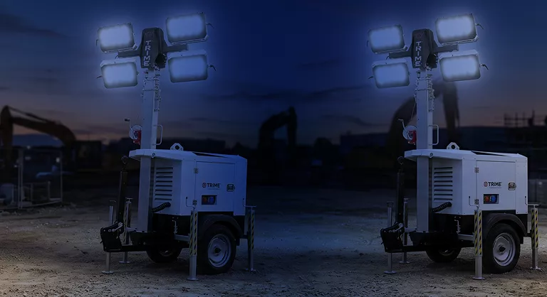 Torres de iluminación portátiles Trime diésel encendidas para trabajos nocturnos en obra