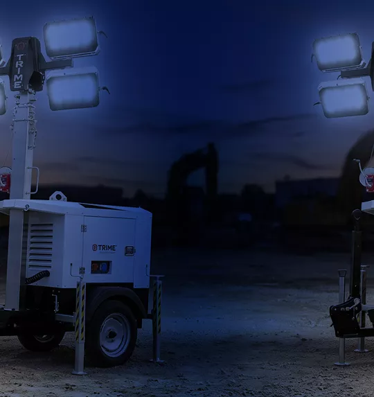 Torres de iluminación portátiles Trime diésel encendidas para trabajos nocturnos en obra
