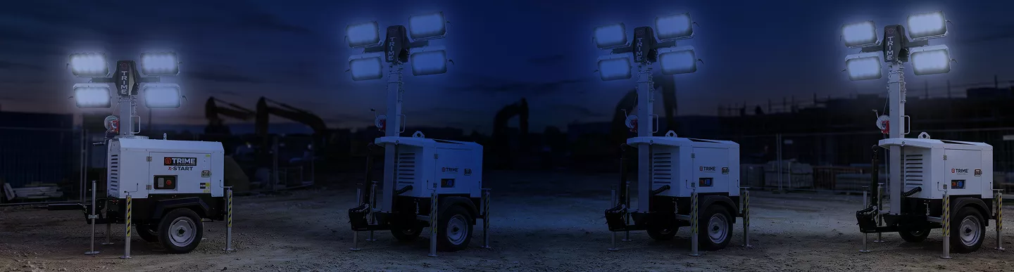Torres de iluminación portátiles Trime diésel encendidas para trabajos nocturnos en obra
